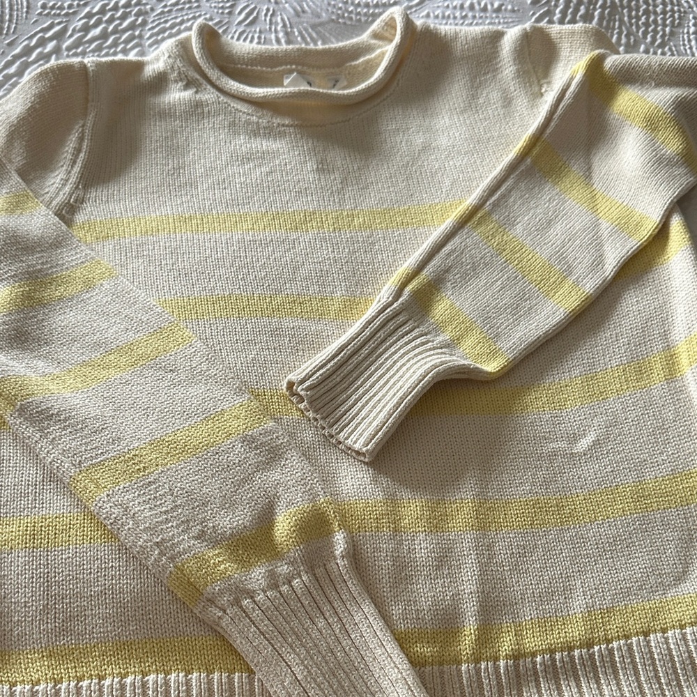 GAP Cream and Yellow Striped Sweater